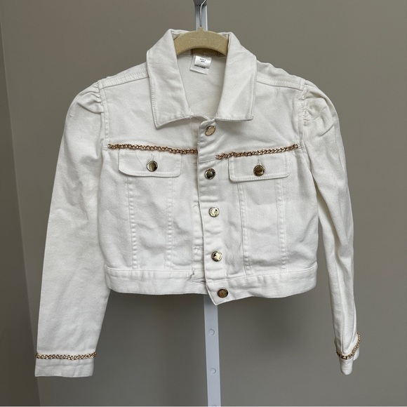 Kids Michael Kors White Denim Logo Jacket size 10 - Picture 3 of 5